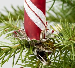 Mercury Glass Candle Clip-On Ornaments - Set of 3