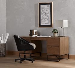 Elm Upholstered Cane Desk Chair
