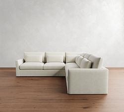 Westwood Fin Arm Deep Seat Slipcovered 3-Piece L-Shaped Sectional (122&quot;)