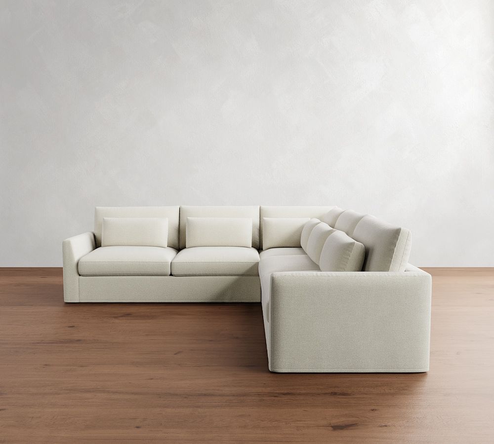 Westwood Fin Arm Deep Seat Slipcovered 3-Piece L-Shaped Sectional (122&quot;)