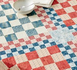 Americana Patchwork Print Cotton Table Throw