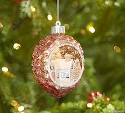 Lit House Scene in Mercury Ornament