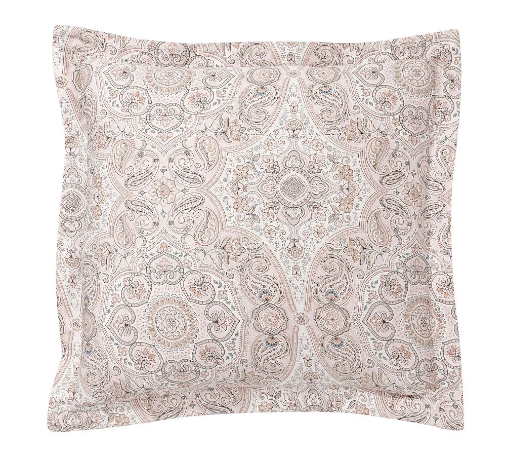 Anya Sateen Medallion Sham - Blush