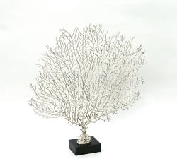 Open Box: Metal Seafan on Black Glass Base Object