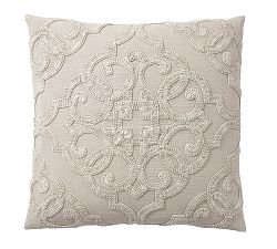 Drew Embroidered Pillow Cover - Flax