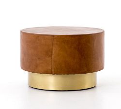 Open Box: Fleet Round Leather Coffee Table (24&quot;)