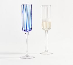 Stripe Champagne Flutes - Set of 4