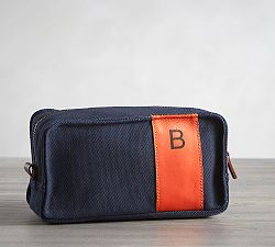 Bradley Leather &amp; Canvas Toiletry Case - Orange/Navy