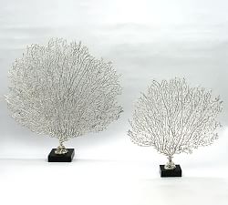 Open Box: Metal Seafan on Black Glass Base Object