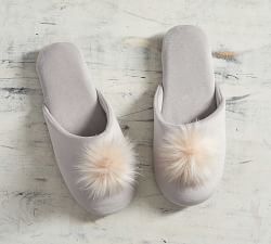 Velvet Pom Pom Slippers