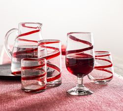 Red Ribbon Handcrafted Goblets - Set of 6