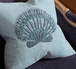Shell Embroidered Pillow Cover