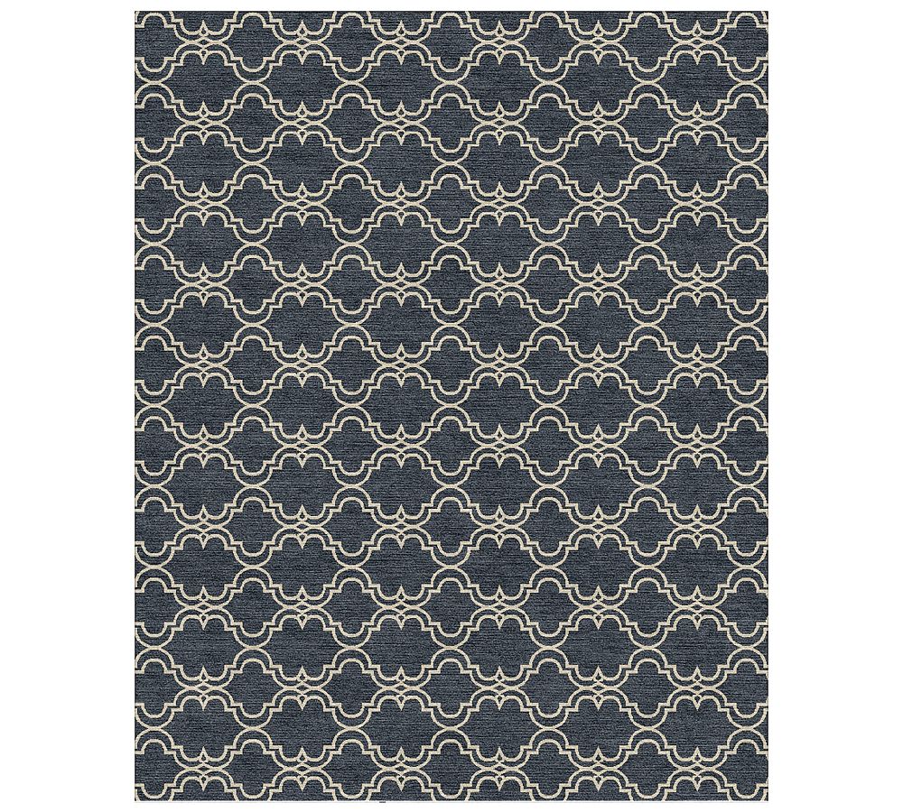 Custom Scroll Tile Hand-Tufted Wool Rug
