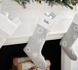 Beaded Snowflake Stockings