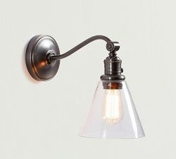 Flared Glass Curved Arm Sconce (11&quot;)