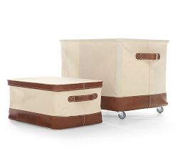 Carlo Canvas &amp; Leather Lidded Baskets