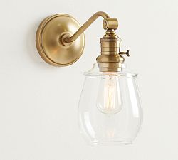 Petite Glass Curved Arm Sconce (5'')