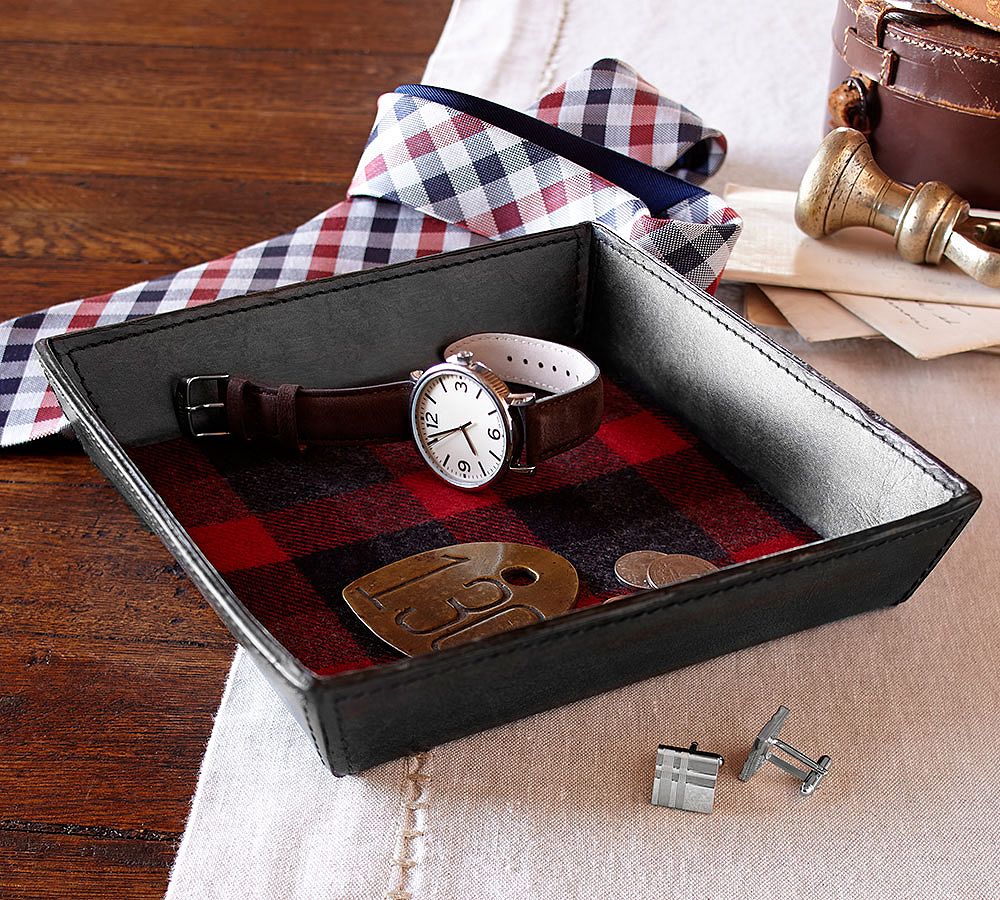 Saddle Leather Catchall, Buffalo Check