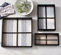 Wood Framed Textile Tray - Small