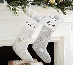 Beaded Snowflake Stockings