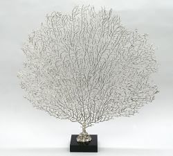 Open Box: Metal Seafan on Black Glass Base Object