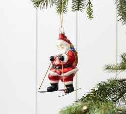 Skiing Santa Ornament