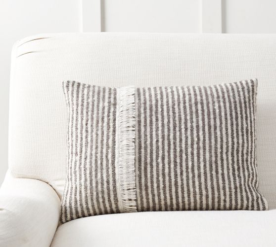 Cozy Ticking Striped Lumbar Pillow Cover
