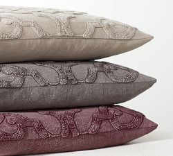 Drew Embroidered Pillow Cover - Flax