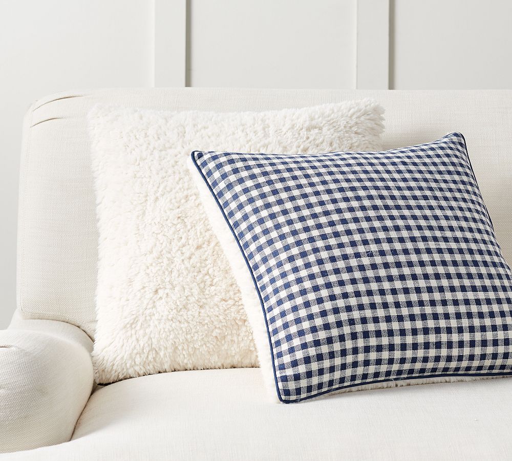 Mini Gingham Sherpa Reversible Pillow Cover