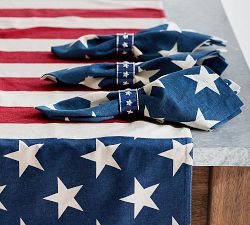 American Flag Stars Linen/Cotton Napkins - Set of 4