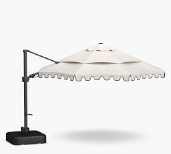 Premium 13' Round Portofino Cantilever Outdoor Patio Umbrella - Rustproof Aluminum Frame with Base