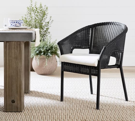 Palmetto Wicker Stackable Outdoor Dining Armchair | Pottery Barn