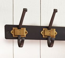 Black &amp; Brass Numbered Row of Hooks