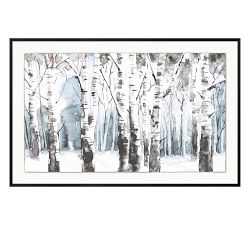 Aspens In Snow Framed Print