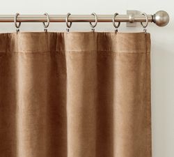 Custom Velvet Twill Blackout Curtain - Cognac