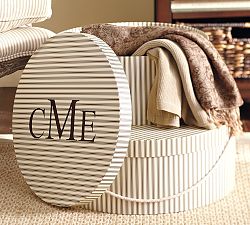 Striped Hat Boxes, Set of 2