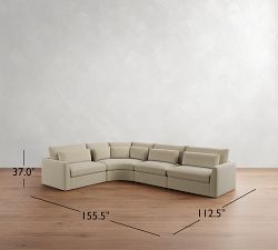 Westwood Fin Arm Deep Seat 4-Piece Curved Wedge Sectional (156&quot;)