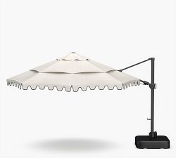 Premium 13' Round Portofino Cantilever Outdoor Patio Umbrella - Rustproof Aluminum Frame with Base