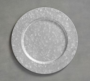 SARO LIFESTYLE Galvanized Metal Charger Plate - Distressed Silver Finish, 13 Inch Round, Set Of 4 - View #7