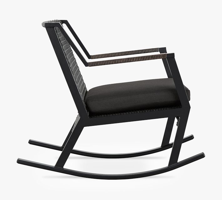Side view of a single rocking chair showing frame and curved rockers