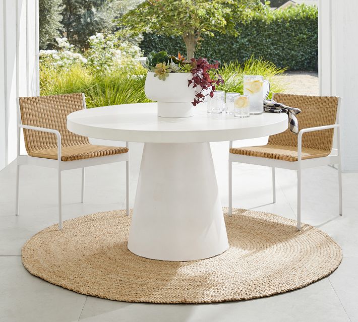 Pedestal Dining White Oval Outdoor Dining Table Pomona Concrete