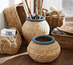Beachcomber Large Round Blue Basket