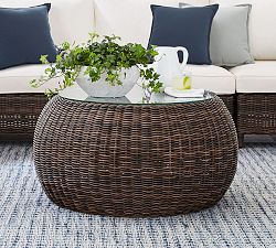Open Box: Torrey 36.5&quot; Wicker Outdoor Coffee Table Pouf