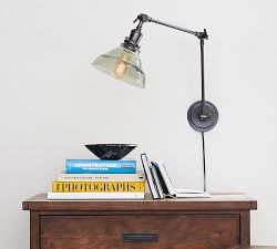 Vintage Glass Plug-In Articulating Sconce (14'')