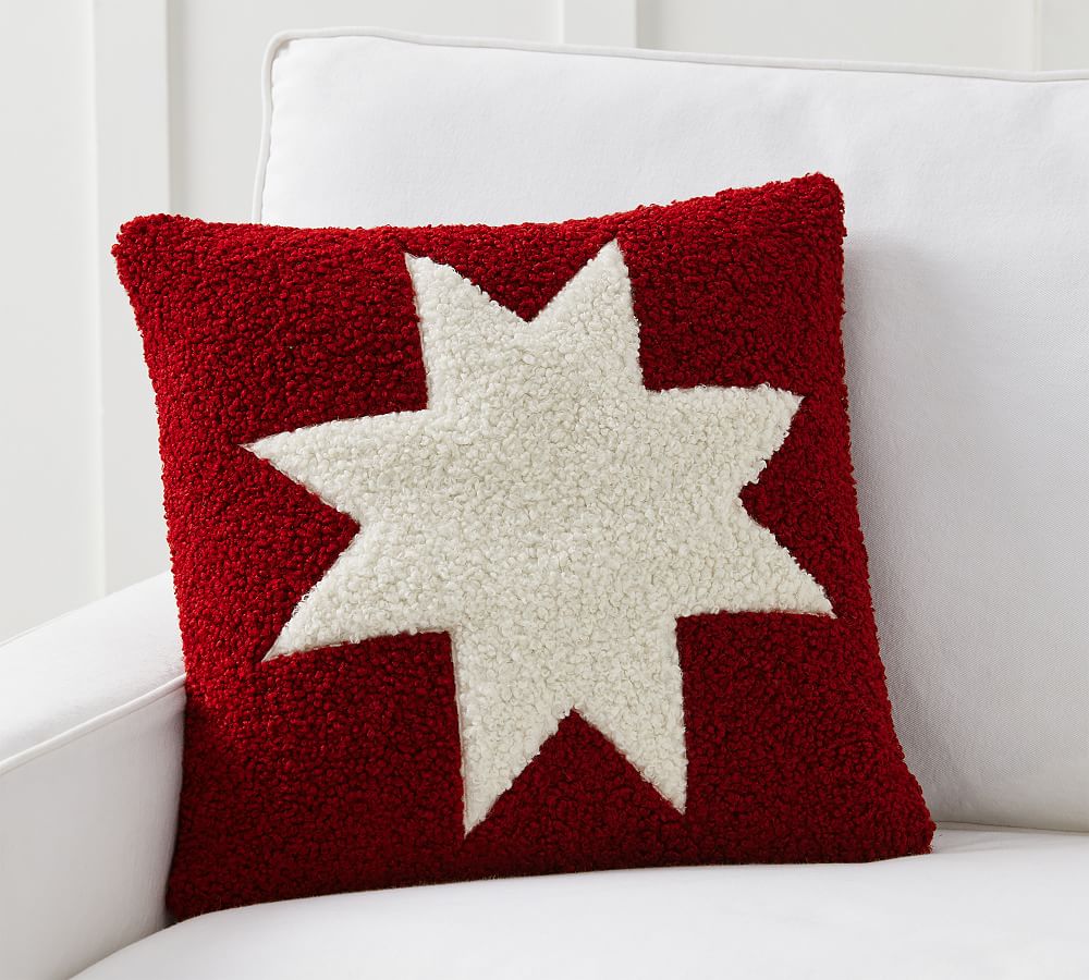 Cozy Teddy Faux Fur Barn Star Pillow Cover