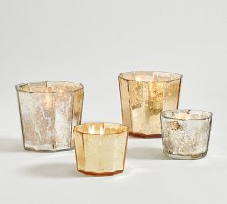 Faceted Mercury Glass Candle Holder