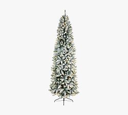 Lit Slim Flocked Montreal Fir Faux Christmas Tree