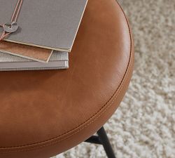 Maison Round Leather Swivel Accent Stool