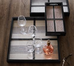 Wood Framed Textile Tray - Small