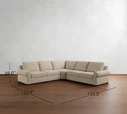 Big Sur Roll Arm 3-Piece L-Shaped Wedge Sectional (124&quot;)